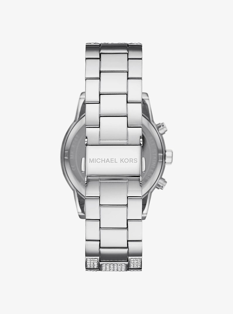 Bryant Pav&eacute; Silver-Tone Watch in SILVER | Michael Kors