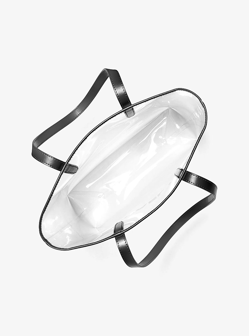 The Michael Large Clear Vinyl Tote Bag in BLACK | Michael Kors