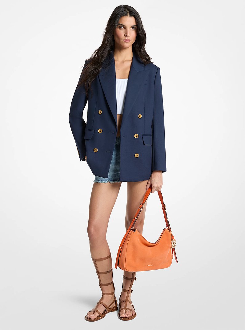 Oversized Stretch Wool Blend Twill Blazer in MIDNIGHTBLUE | Michael Kors