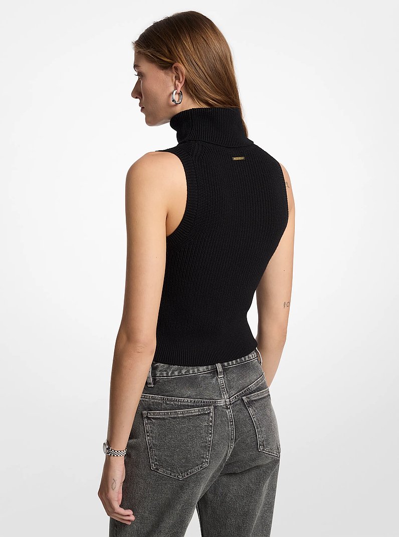 Top de cuello alto de lana sin mangas in NEGRO | Michael Kors