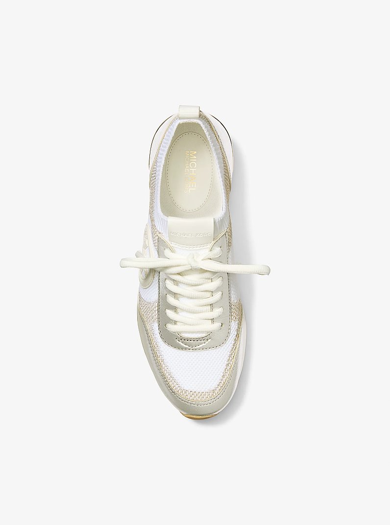 Jenkins Two-Tone Metallic Stretch Knit Trainer in PL GLD MULTI | Michael Kors