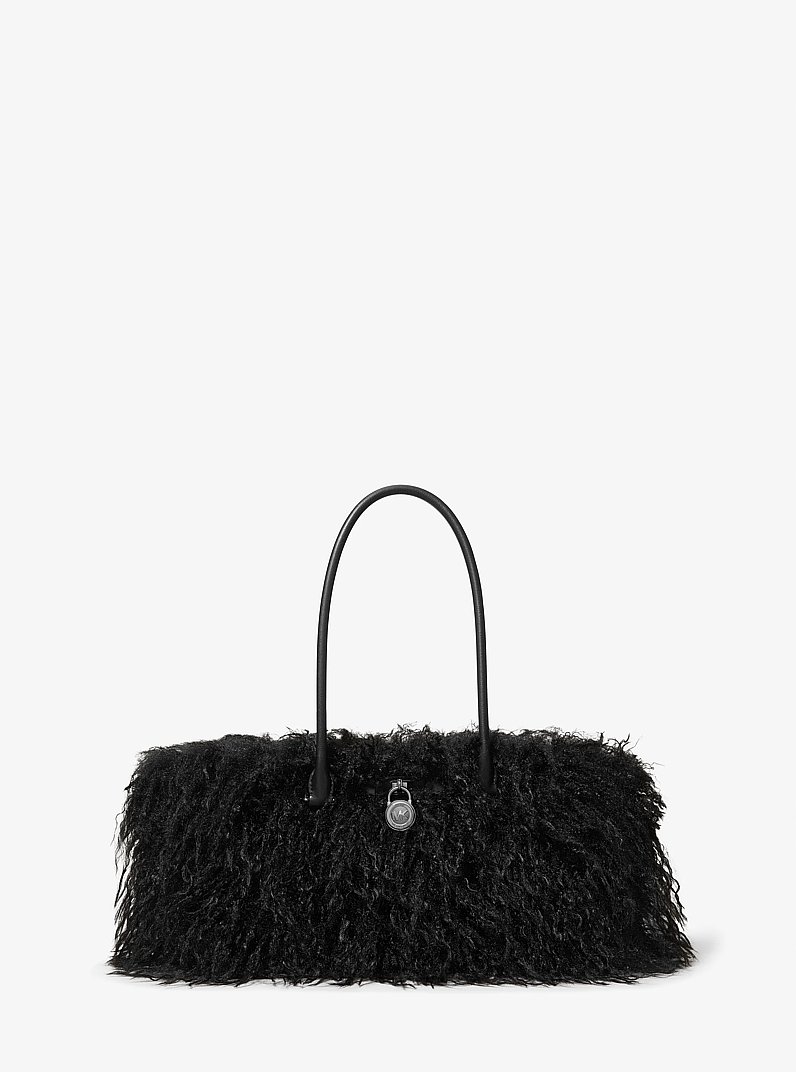 Hamilton Moderne Small Faux Shearling Satchel in BLACK | Michael Kors