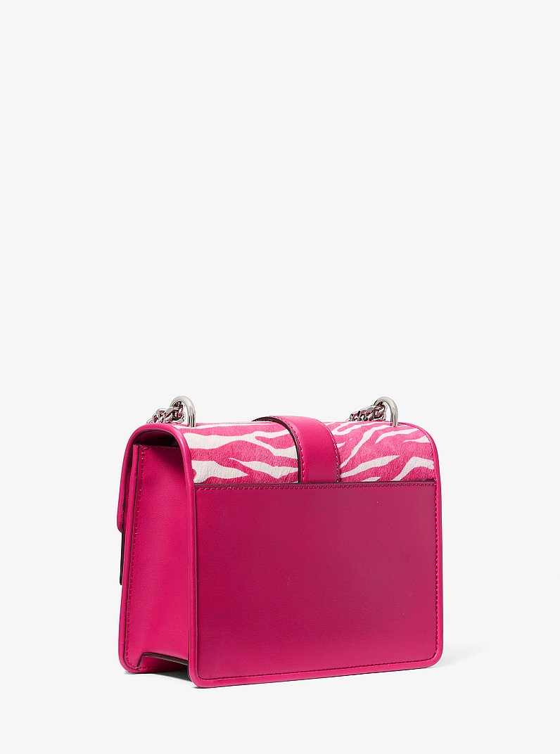 Greenwich Small Zebra Print Calf Hair Crossbody Bag in DRAGONFRUIT | Michael Kors