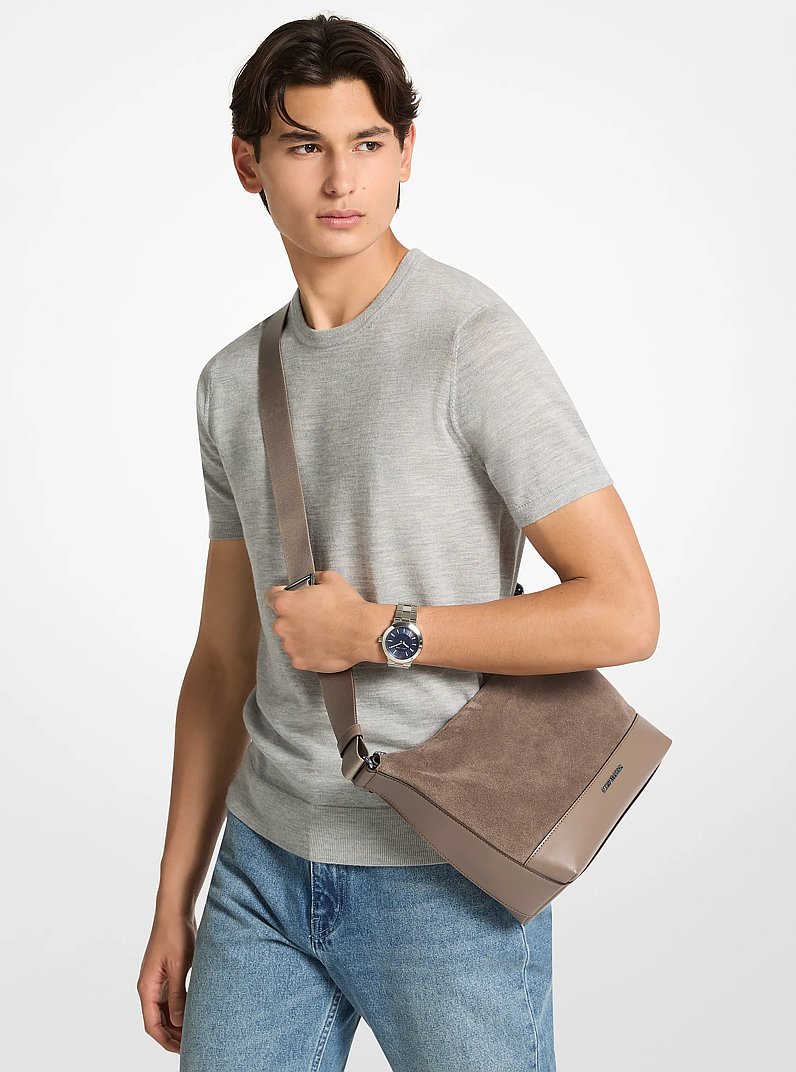 Cooper Suede Crossbody Bag in MUSHROOM | Michael Kors