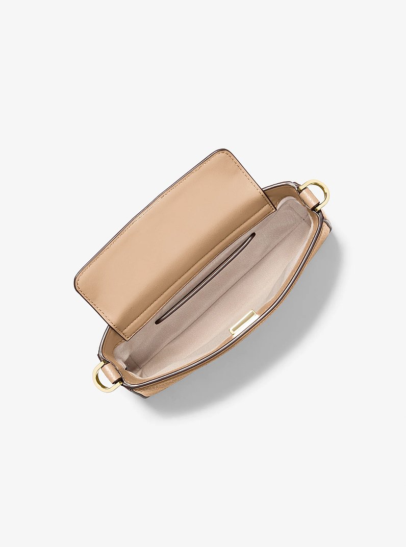Bryant Small Pebbled Leather Convertible Pochette in HUSK | Michael Kors