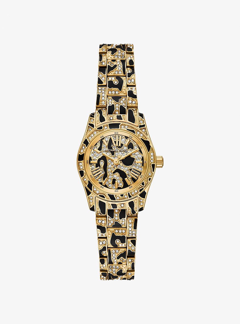 Petite montre Lexington dor&eacute;e &agrave; pierres pav&eacute;es et au motif animal in OR | Michael Kors
