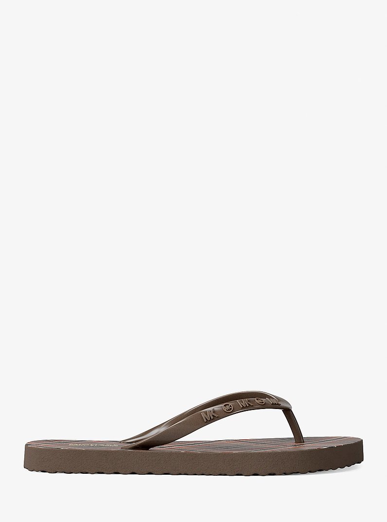 Plaid Print Flip Flop in MUSHROOM | Michael Kors