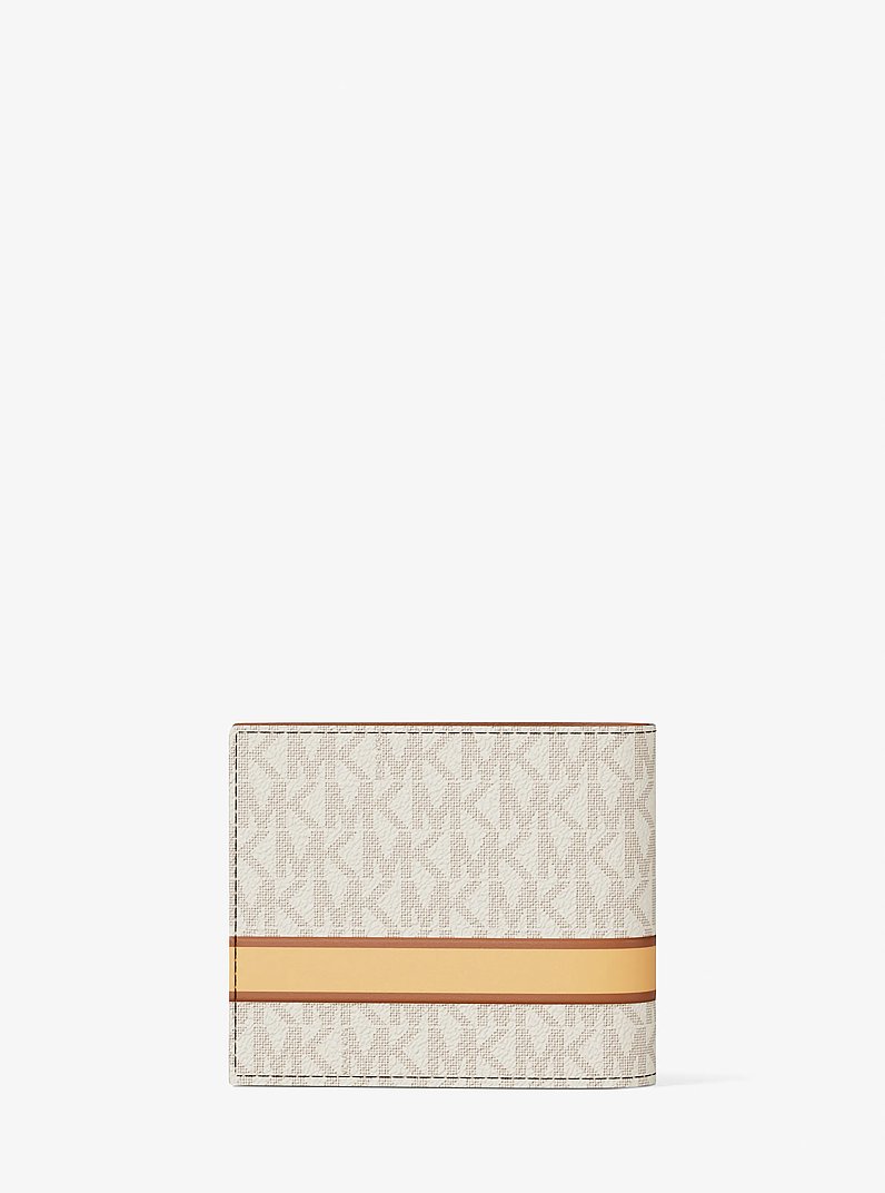 Cooper Striped Signature Logo Billfold Wallet With Passcase in VANILLA COMBO | Michael Kors