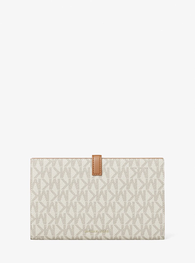 Jet Set Travel Large Signature Logo Wallet in VANILLE/NOISETTE | Michael Kors