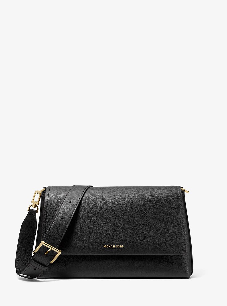 Nessa Large Leather Crossbody Bag in BLACK | Michael Kors