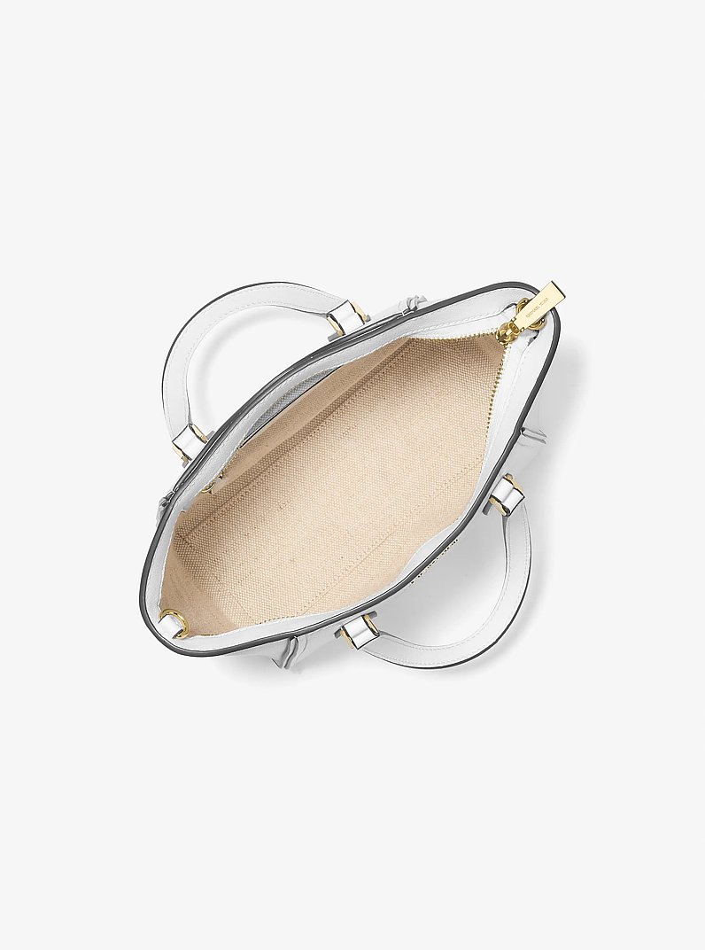 Taryn Small Leather Convertible Crossbody Bag in OPTIC WHITE | Michael Kors
