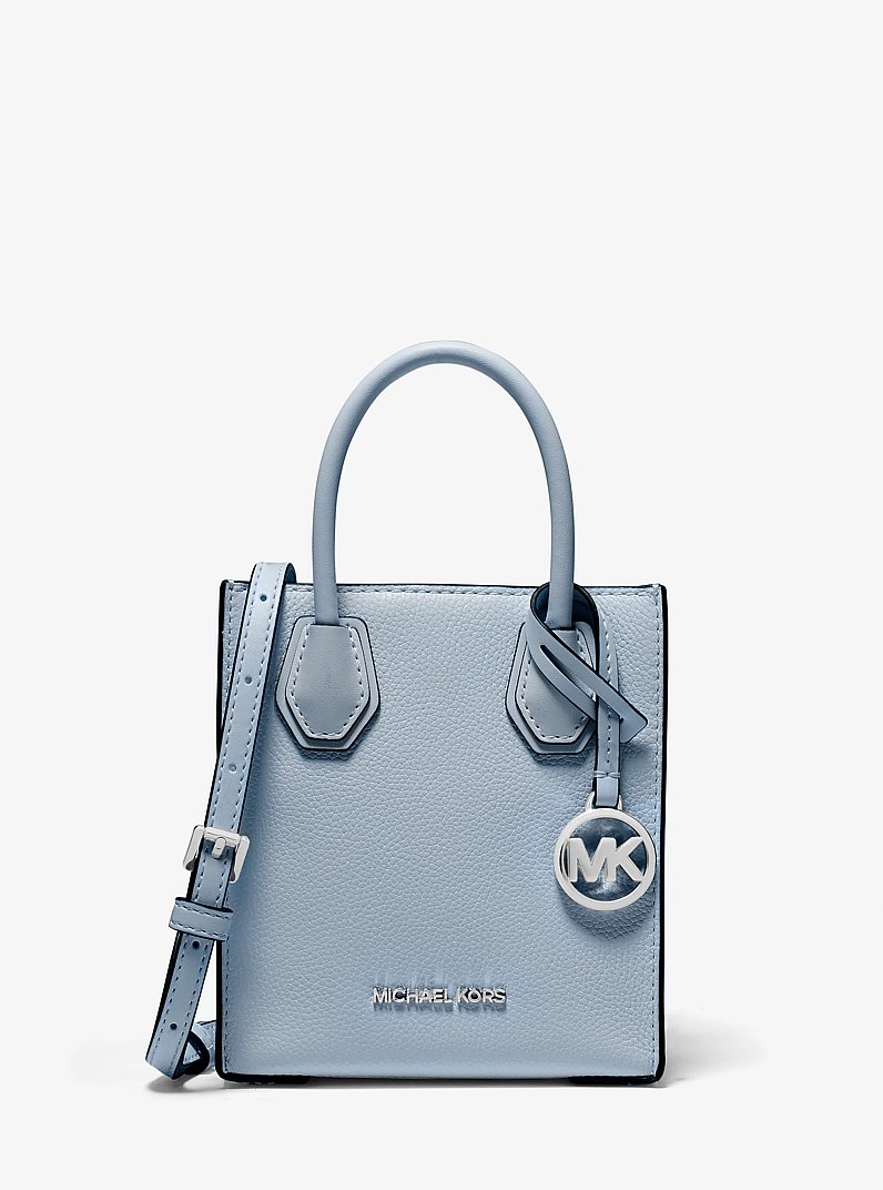 Mercer Extra-Small Pebbled Leather Crossbody Bag in PALE BLUE | Michael Kors