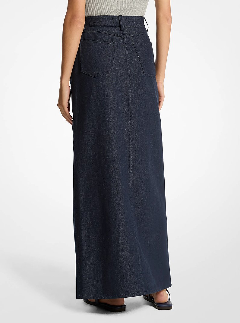 Linen Denim Maxi Skirt in INDIGO | Michael Kors