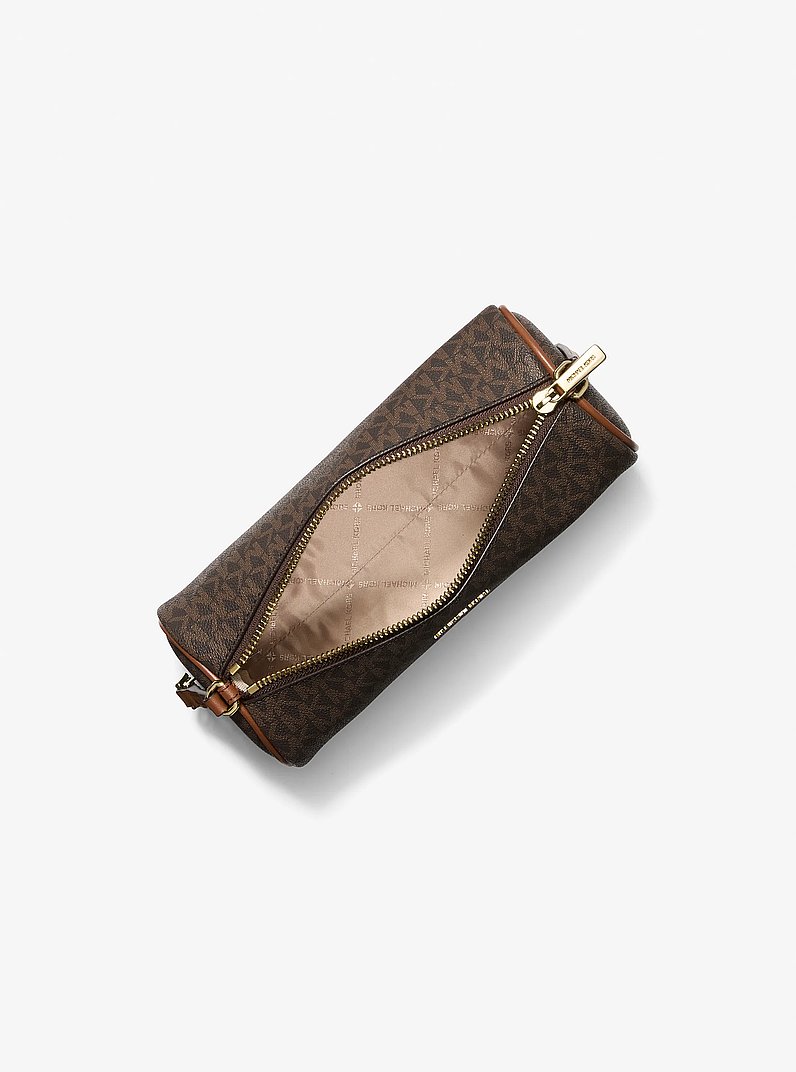 Ashton Small Signature Logo Barrel Pochette in BROWN | Michael Kors