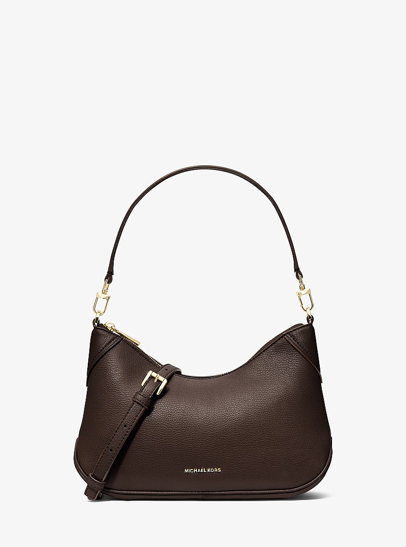Jet Set Medium Leather Convertible Crossbody Bag in BLACK