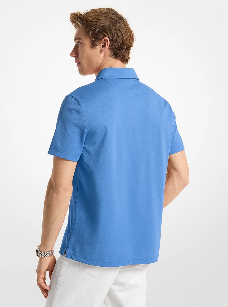 Polo in piqu&eacute; di misto cotone con zip in BLU VINTAGE | Michael Kors