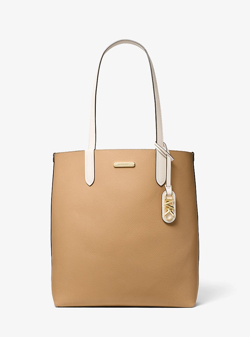 Eliza Extra-Large Pebbled Leather Reversible Tote Bag in LT CREAM | Michael Kors