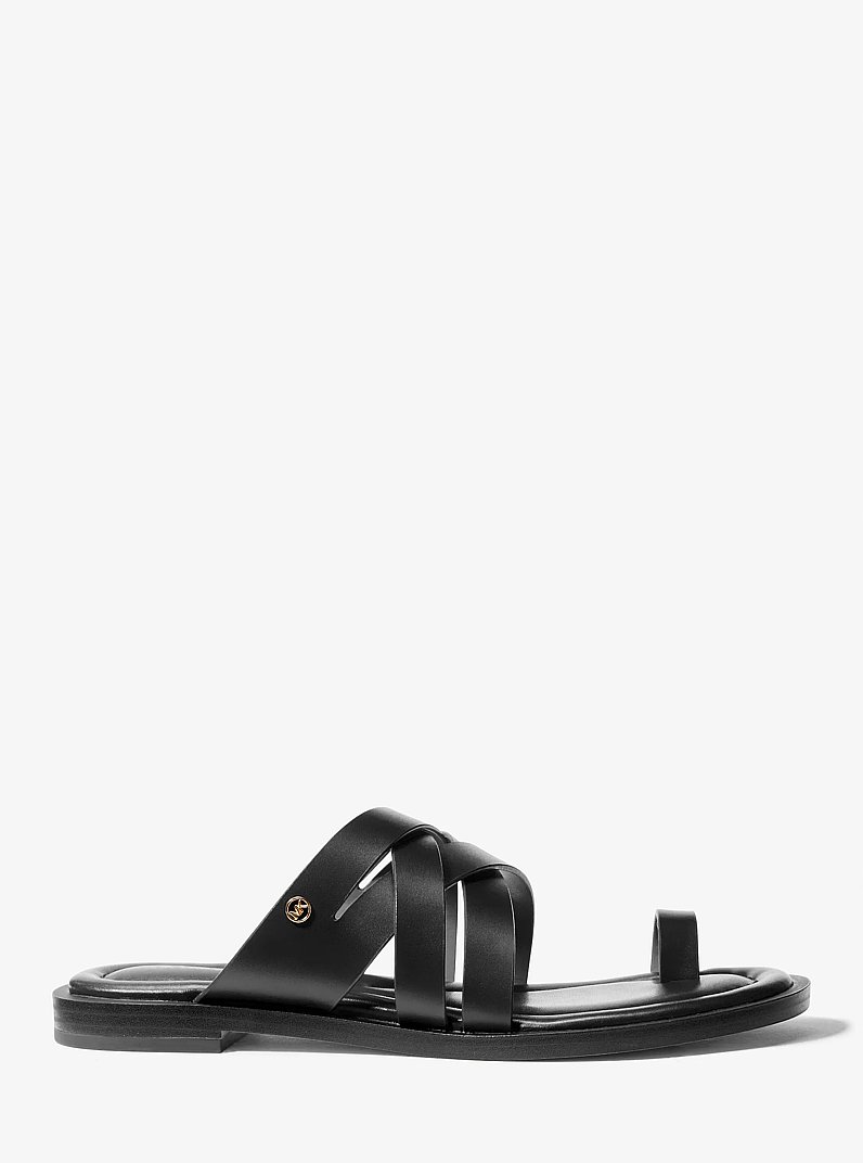 Nora Leather Sandal in BLACK | Michael Kors