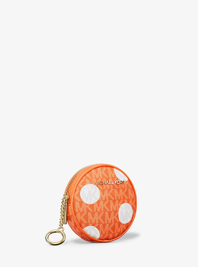 Jet Set Small Polka Dot Signature Logo Coin Pouch in RED CLAY | Michael Kors