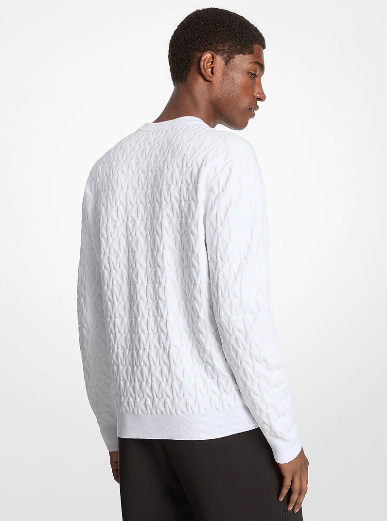 Su&eacute;ter de algod&oacute;n con logotipo jacquard in BLANCO | Michael Kors