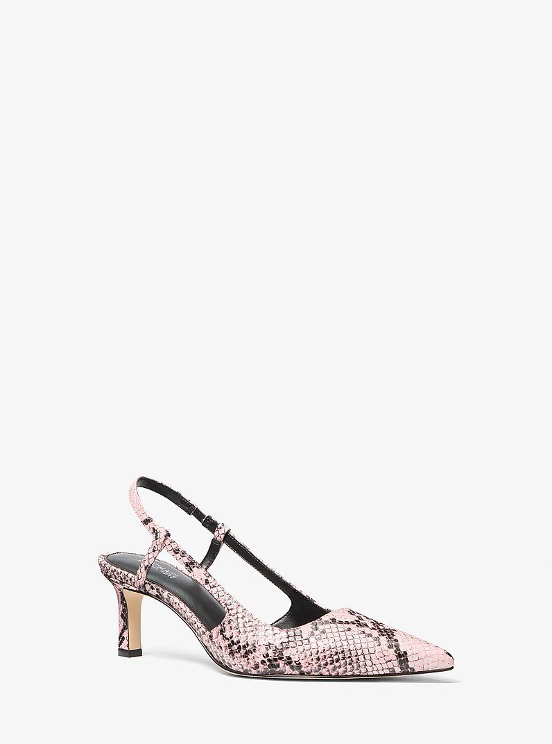 Alora Snake Embossed Leather Slingback Pump in SMOKEY ROSE | Michael Kors