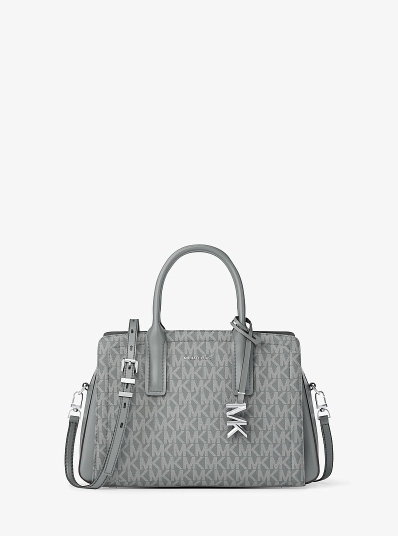 Laila Small Signature Logo Satchel in STORM | Michael Kors