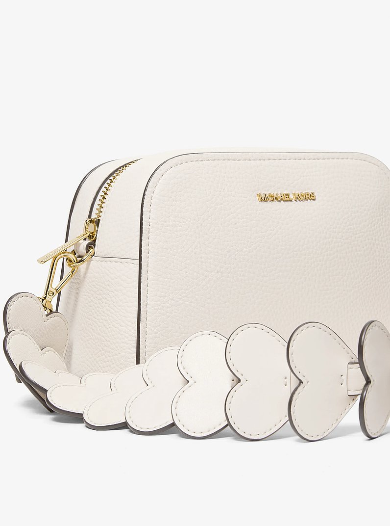 Ashton Extra-Small Heart Embellished Strap Camera Crossbody Bag in LT CREAM | Michael Kors