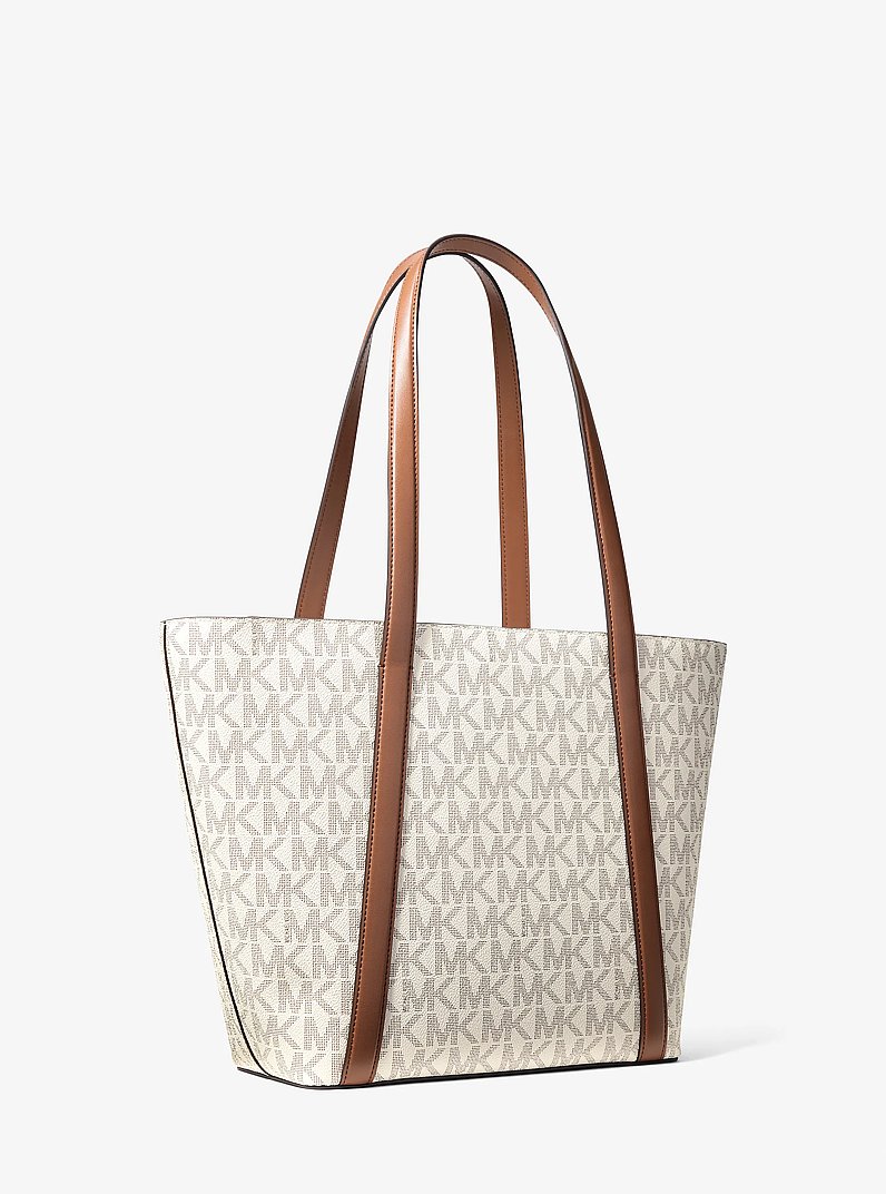 Borsa tote Pratt grande con stampa logo in VANIGLIA/CUOIO | Michael Kors