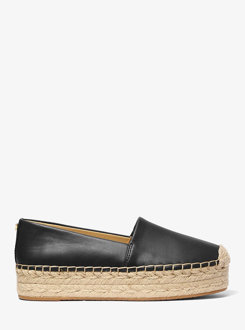 Lynn Leather Platform Espadrille in BLACK | Michael Kors