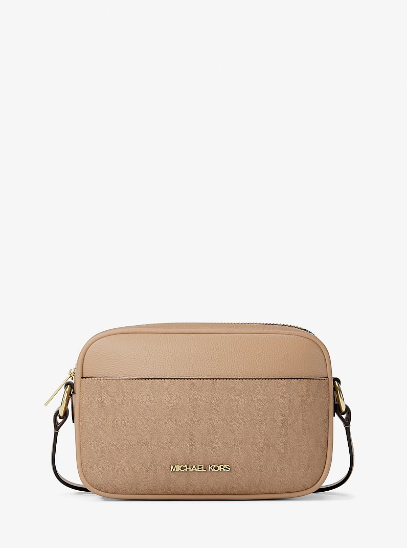 Jet Set Small Signature Logo Camera Crossbody Bag in CAMEL | Michael Kors