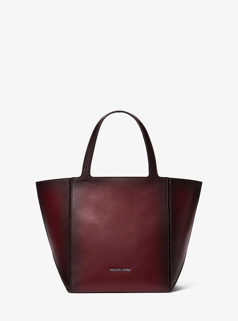 Jordi Medium Burnished Leather Tote Bag in OXBLOOD | Michael Kors