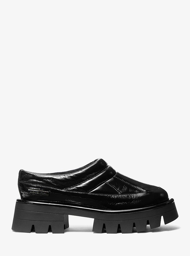 Barton Crackled Patent Leather Slipper in BLACK - Sale | Michael