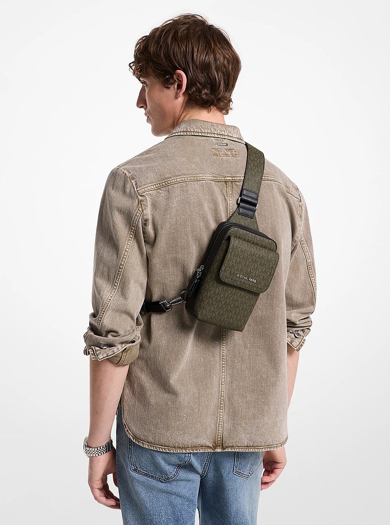 Sac &agrave; une bretelle Hudson &agrave; logo Signature in VERT OLIVE | Michael Kors