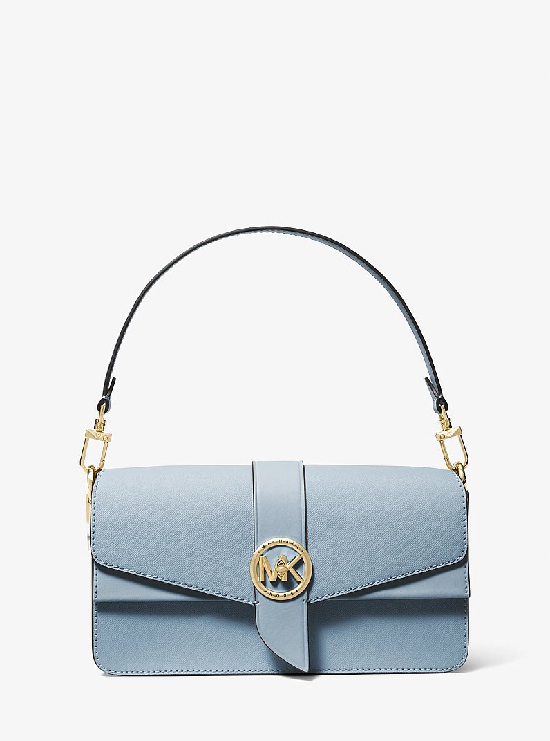 Greenwich Medium Saffiano Leather Shoulder Bag in PALE BLUE | Michael Kors