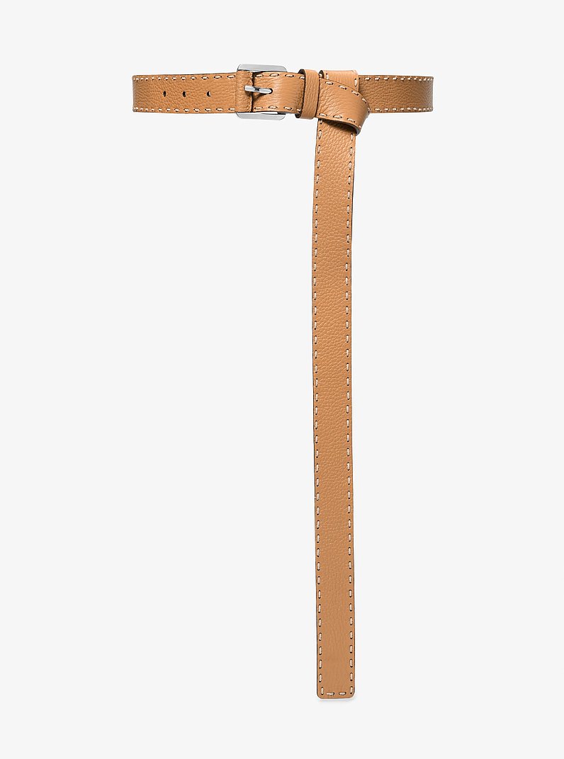 Jodi Hand-Stitched Leather Belt in PEANUT | Michael Kors
