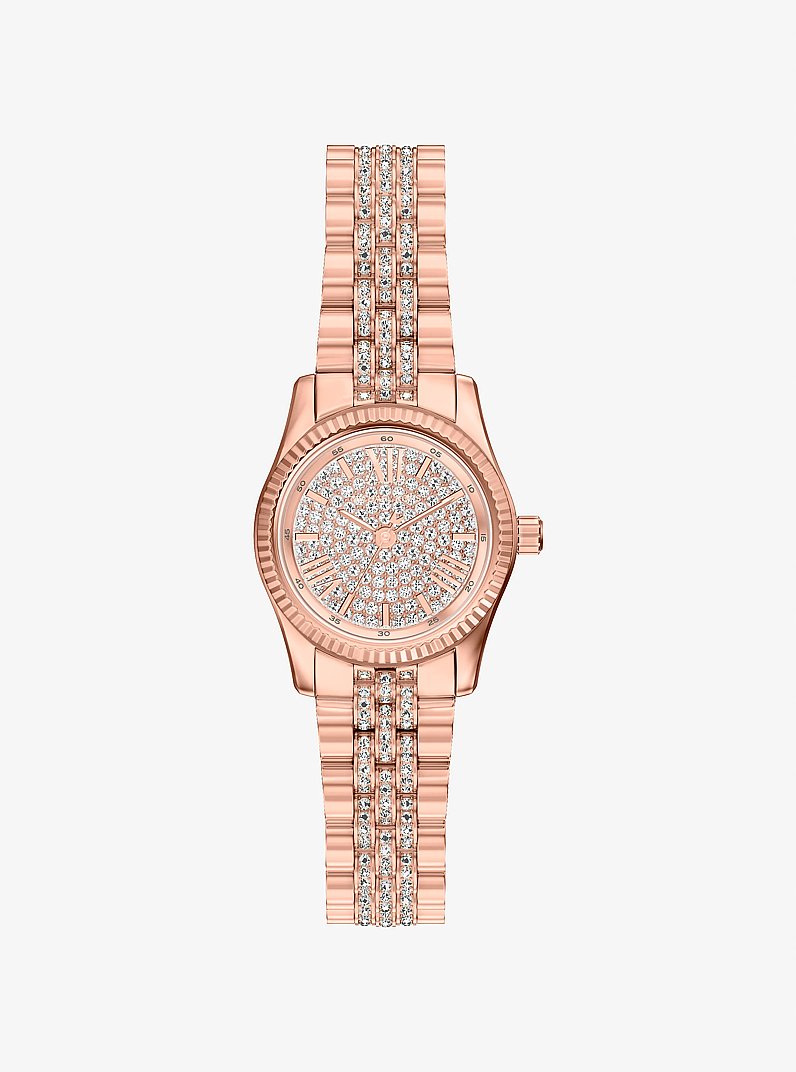 Petite montre Lexington de ton or rose &agrave; pav&eacute; in OR ROSE | Michael Kors