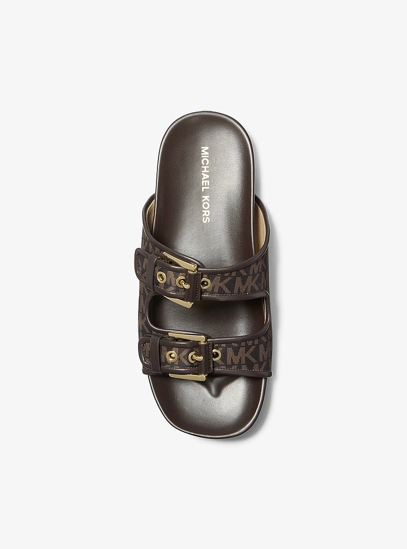 Byers Signature Logo Slide Sandal in BROWN | Michael Kors