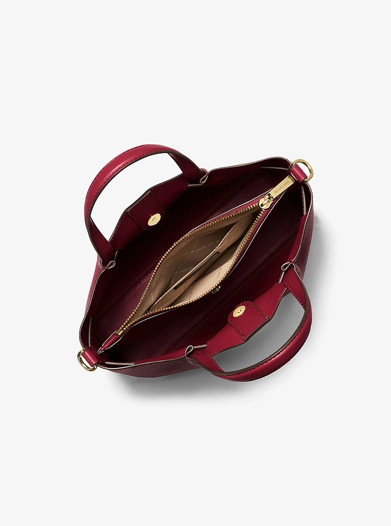 Carson Small Pebbled Leather Satchel in CHERRY | Michael Kors