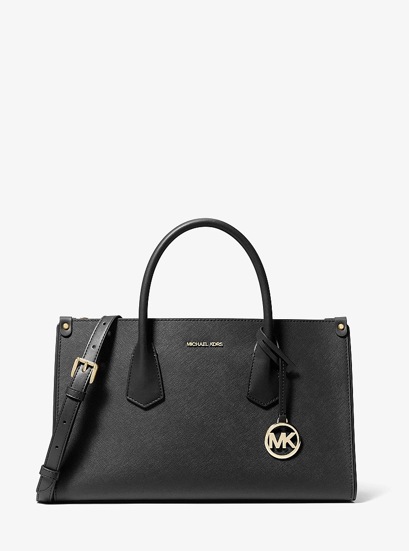 Maple Large Pebbled Leather Satchel in BLACK | Michael Kors
