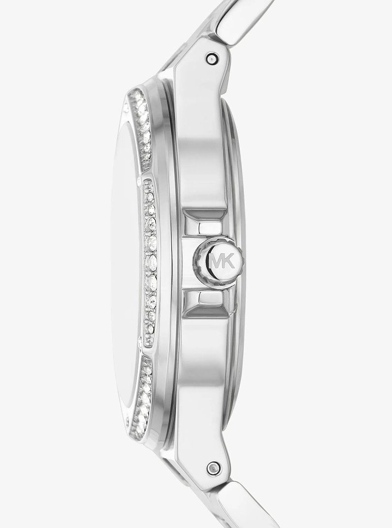 Lennox Pav&eacute; Logo Silver-Tone Watch