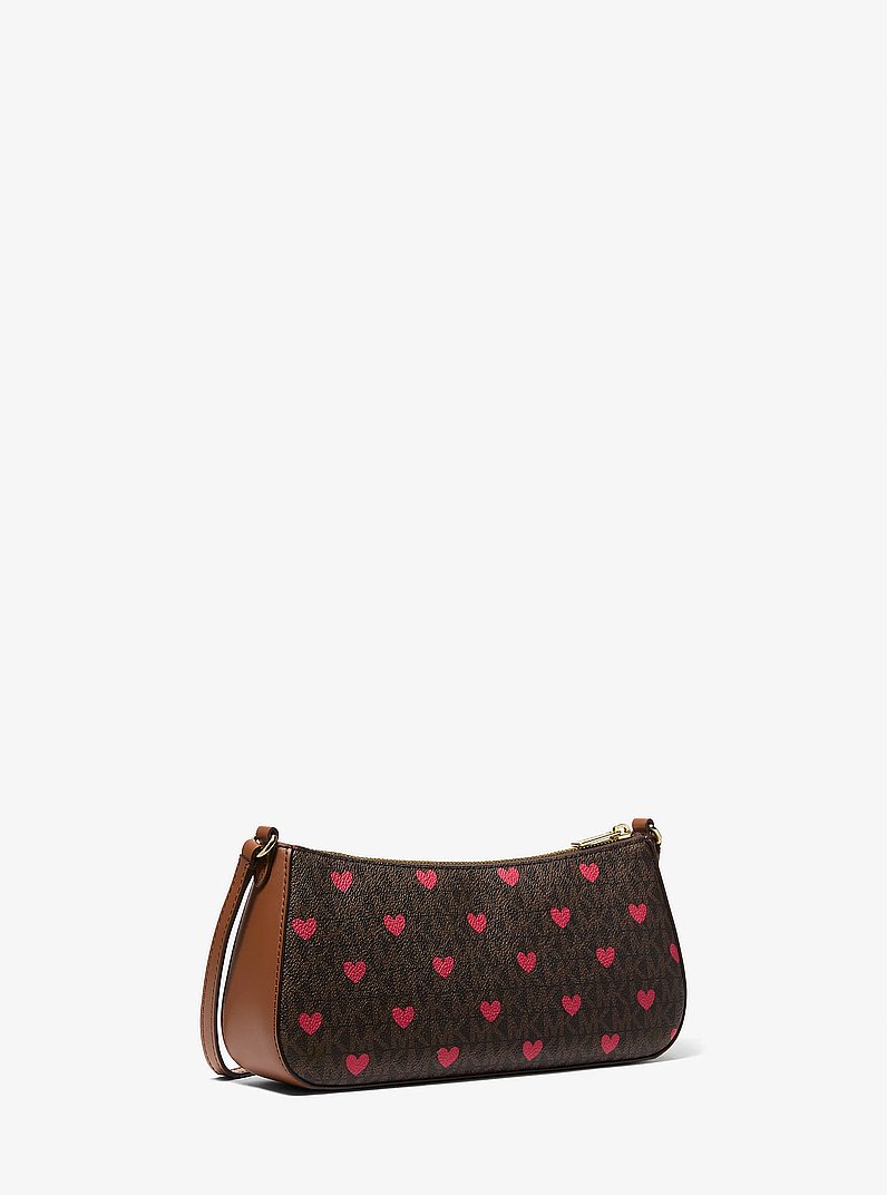 Sammy Small Printed Signature Logo Pochette in BROWN | Michael Kors