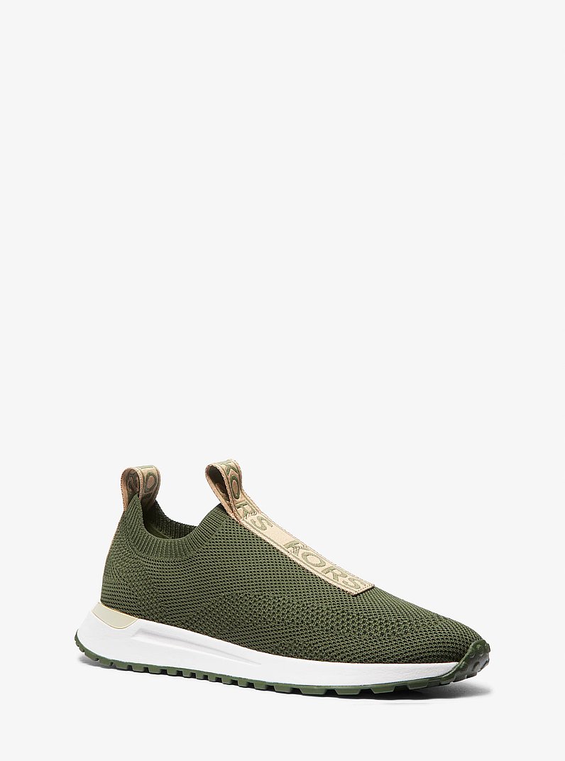 Bodie Logo Tape Stretch Knit Slip-On Trainer in AMAZON GREEN | Michael Kors