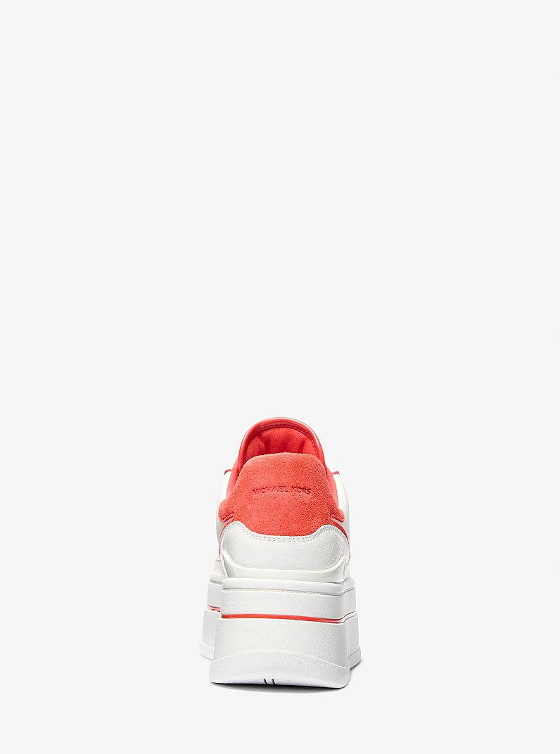 Sneaker Hayes van tweekleurig leer met plateauzool in GEBRAND SIENNA | Michael Kors