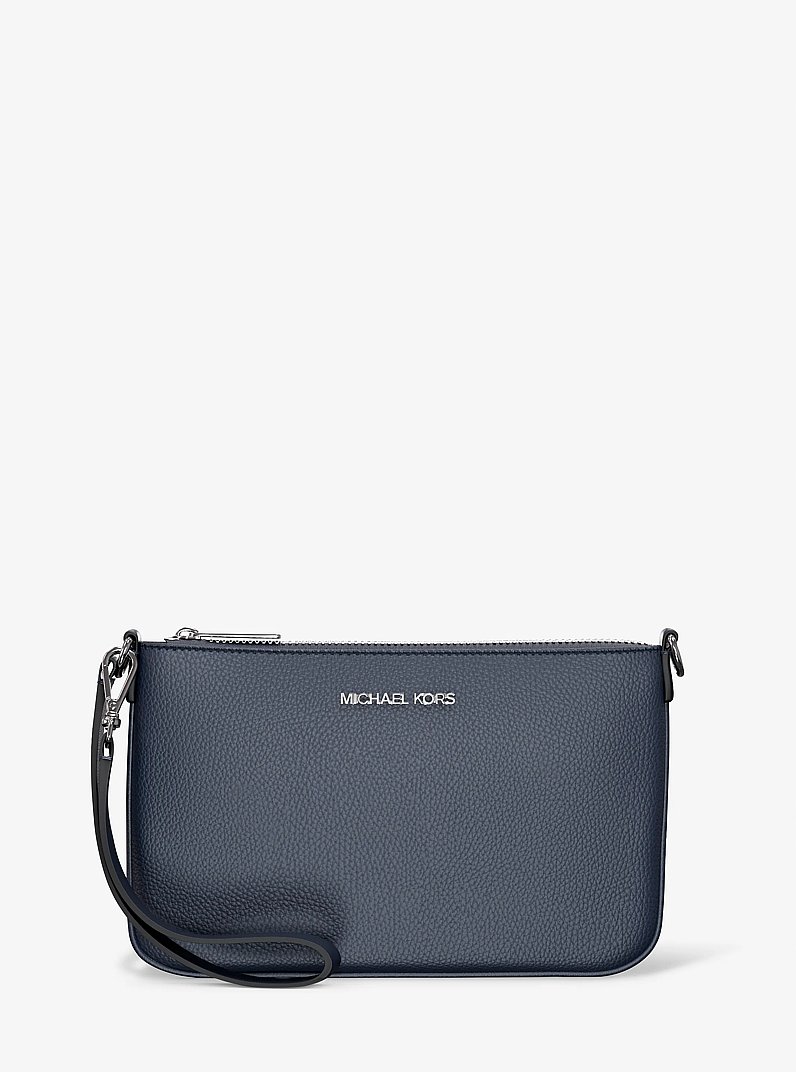 Jet Set Small Pebbled Leather Convertible Wristlet in NAVY | Michael Kors