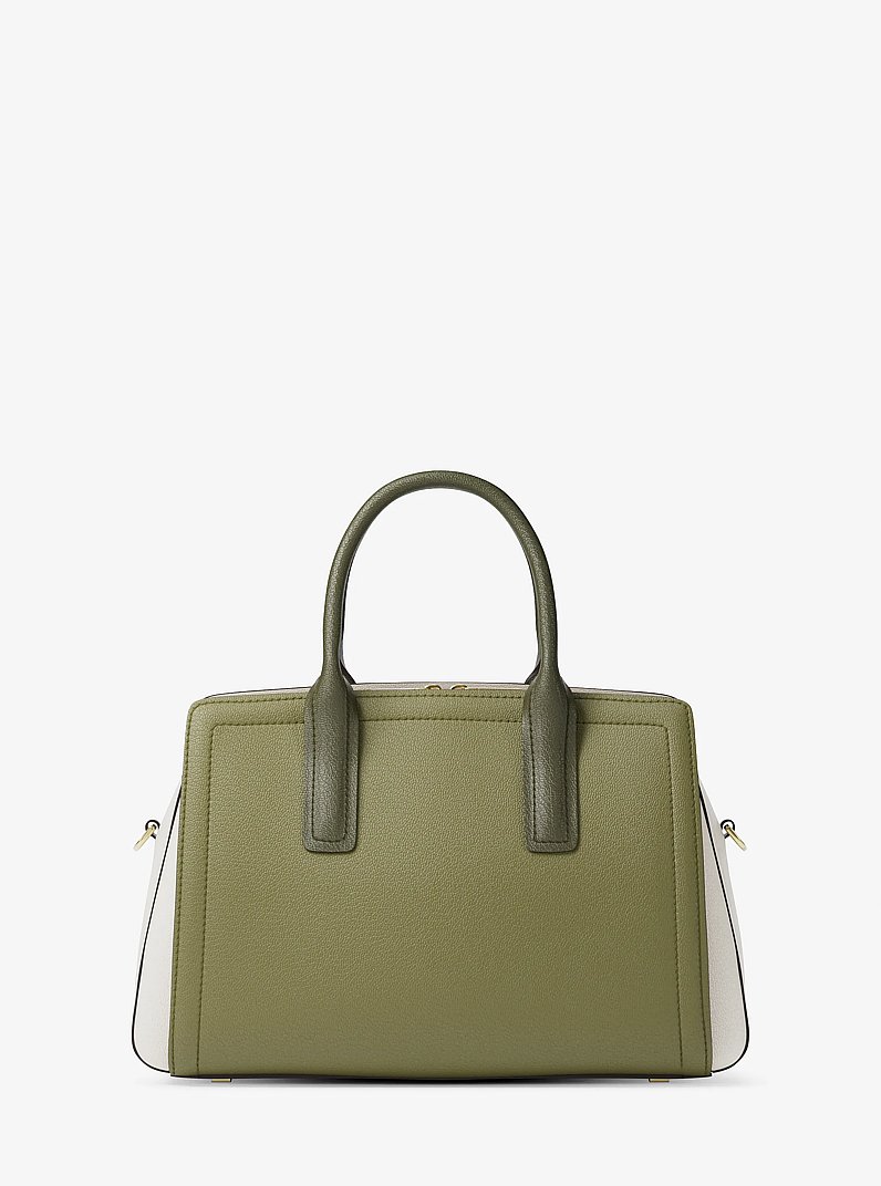 Laila Medium Color-Block Pebbled Leather Satchel in PSTACHIO MLT | Michael Kors