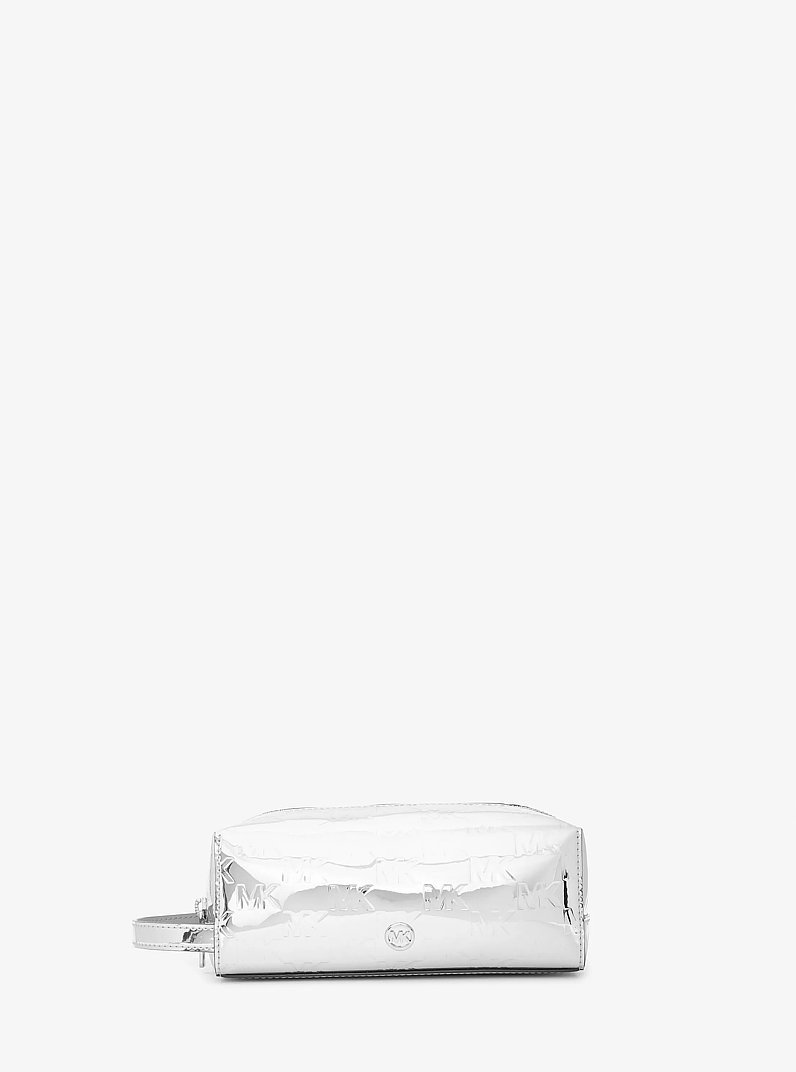 Jet Set Medium Patent Logo Debossed Travel Kit in SILVER | Michael Kors