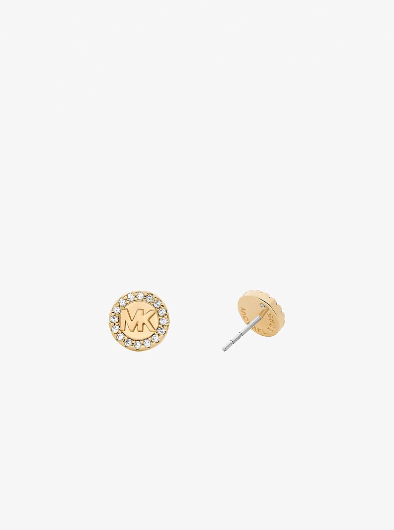 Pav&eacute; Logo Stud Earrings in GOLD | Michael Kors