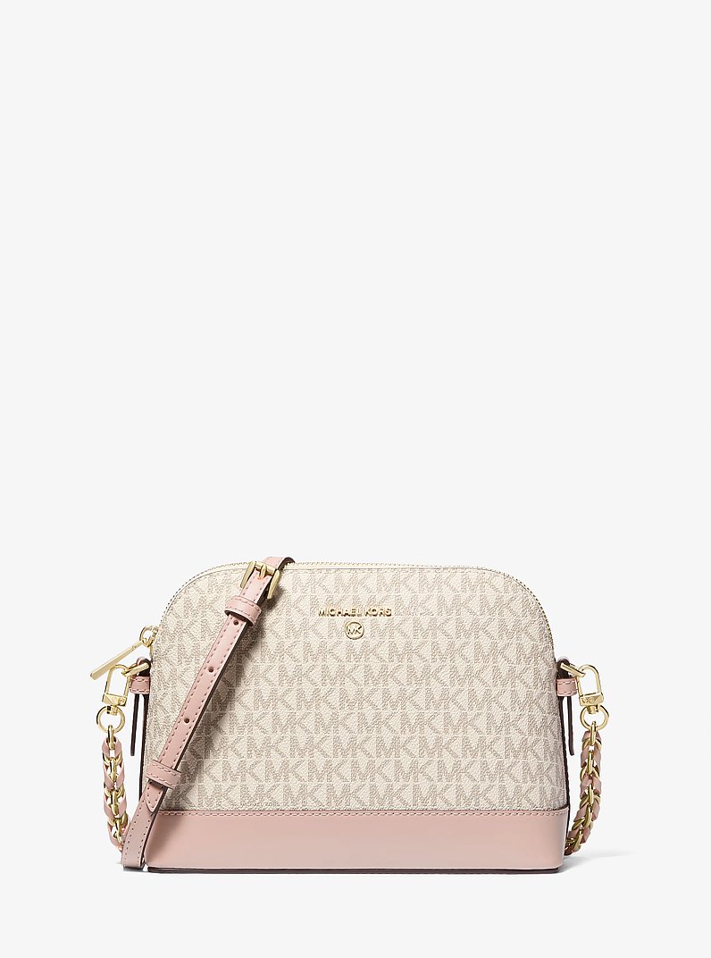 Large Logo Dome Crossbody Bag in VANILLA/SOFT PINK | Michael Kors
