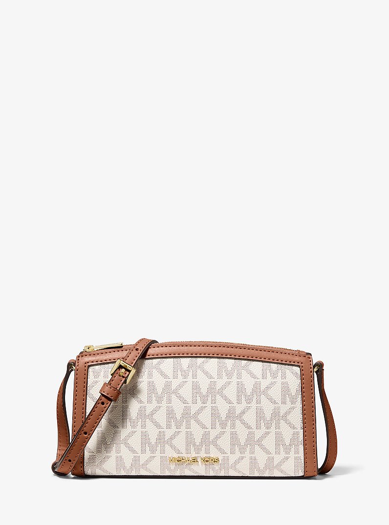 Borsa a tracolla Jet Set media con logo in VANIGLIA/CUOIO | Michael Kors