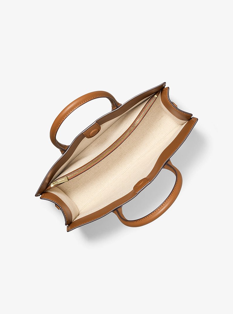 Henkeltasche Scarlett Medium mit Signature-Logomuster in VANILLE/EICHELBRAUN | Michael Kors